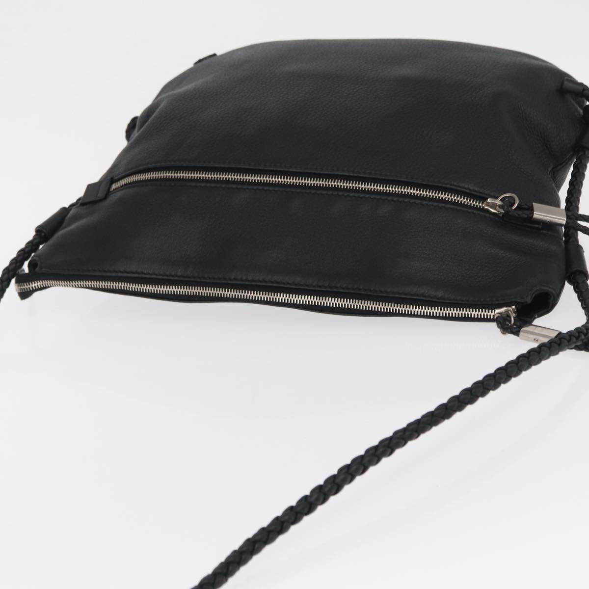 GUCCI Shoulder Bag Leather Black Silver 268244 Auth SW1920