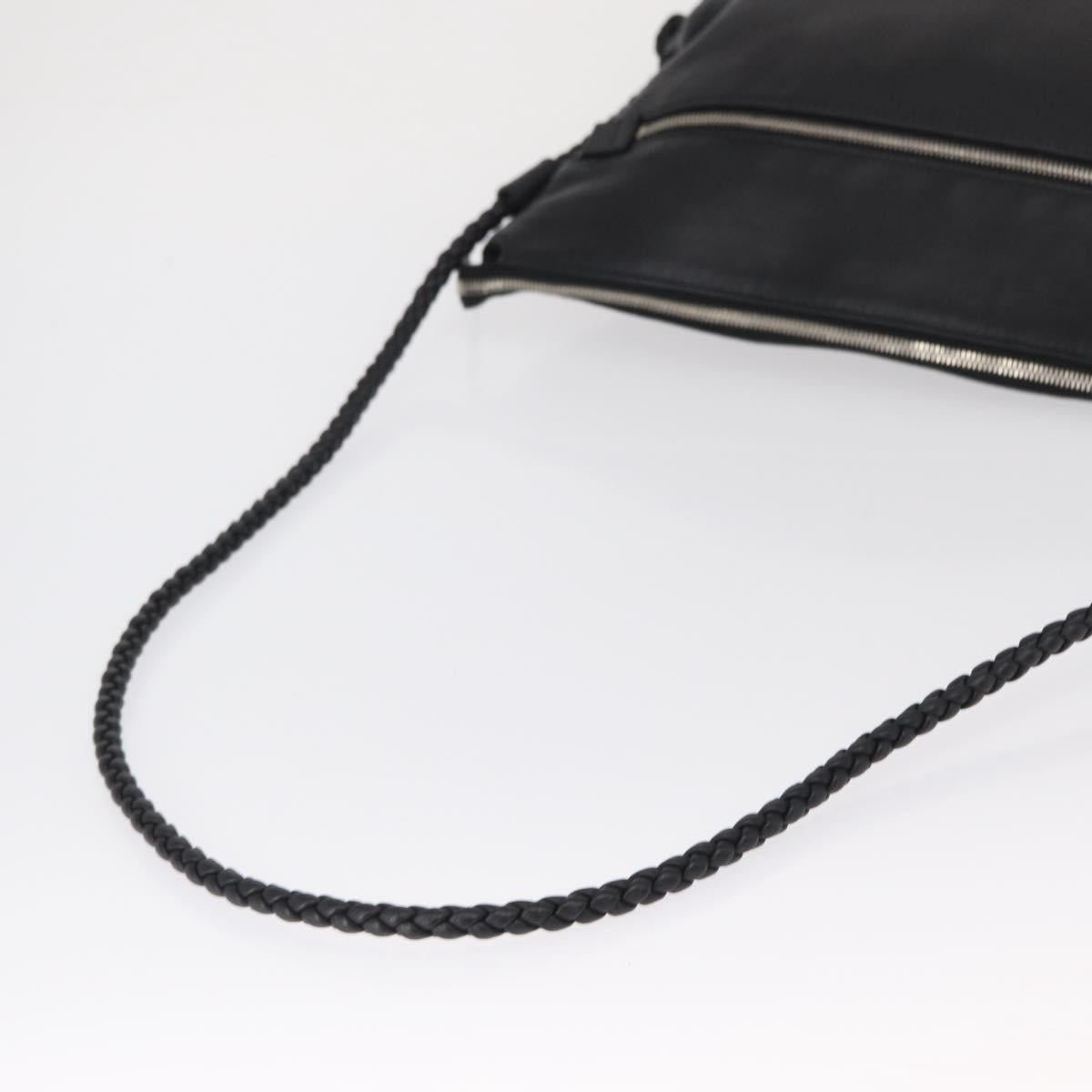 GUCCI Shoulder Bag Leather Black Silver 268244 Auth SW1920