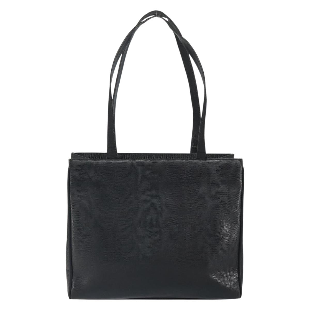 Salvatore Ferragamo Tote Bag Leather Black Gold Auth SW1922