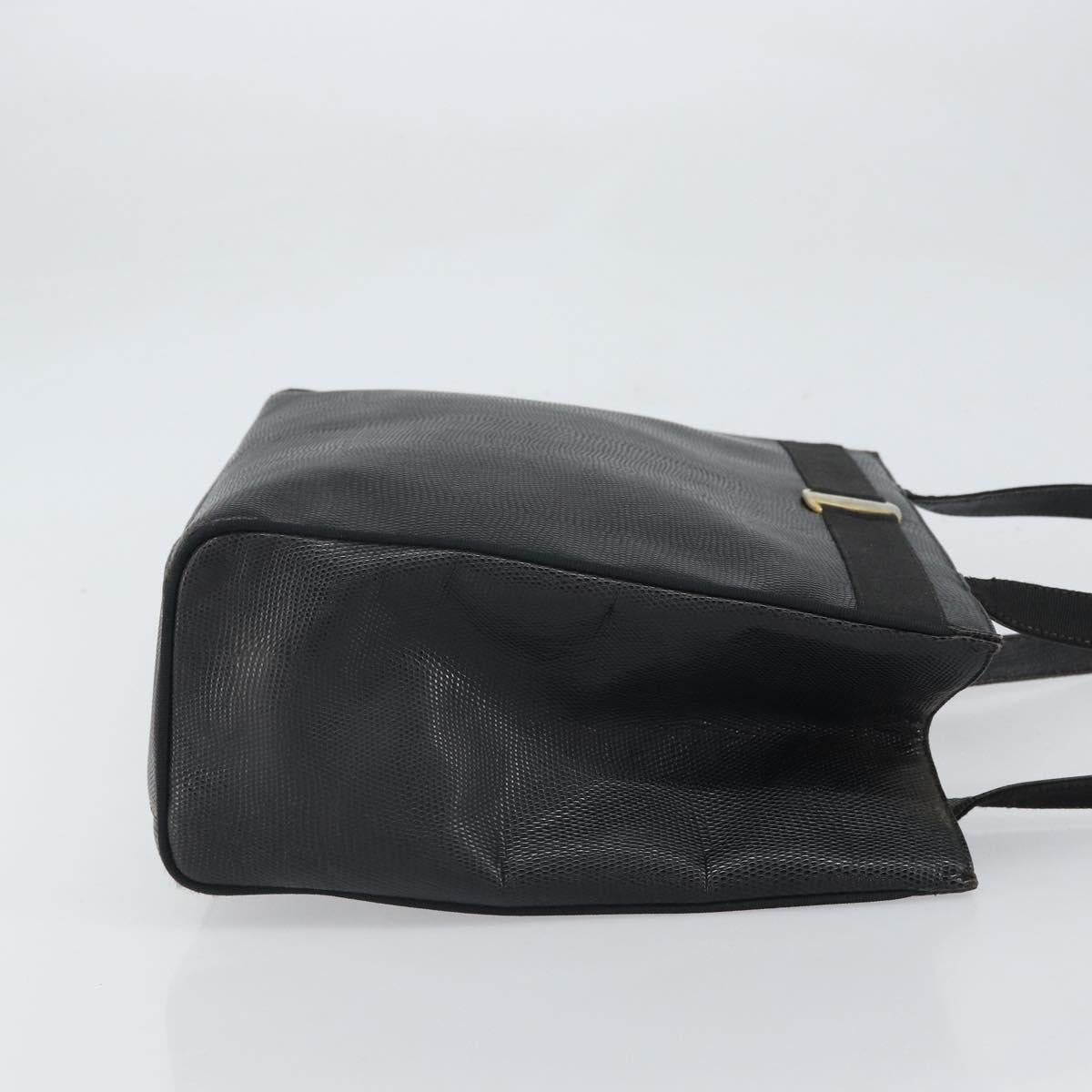 Salvatore Ferragamo Tote Bag Leather Black Gold Auth SW1922