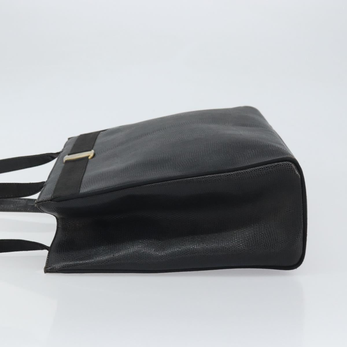 Salvatore Ferragamo Tote Bag Leather Black Gold Auth SW1922