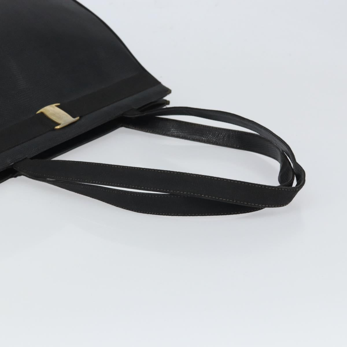 Salvatore Ferragamo Tote Bag Leather Black Gold Auth SW1922