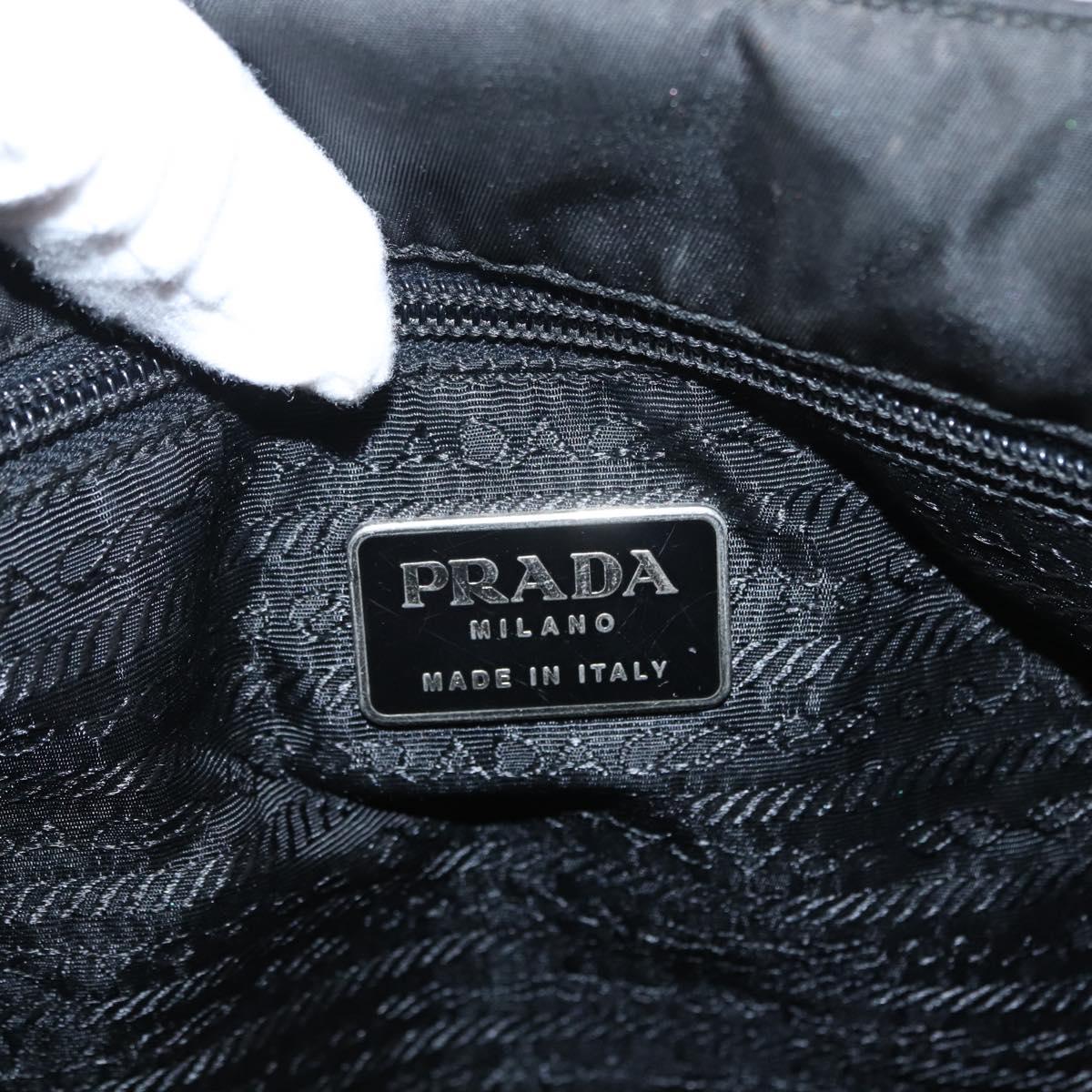 PRADA Hand Bag Nylon Black Silver Auth SW1923