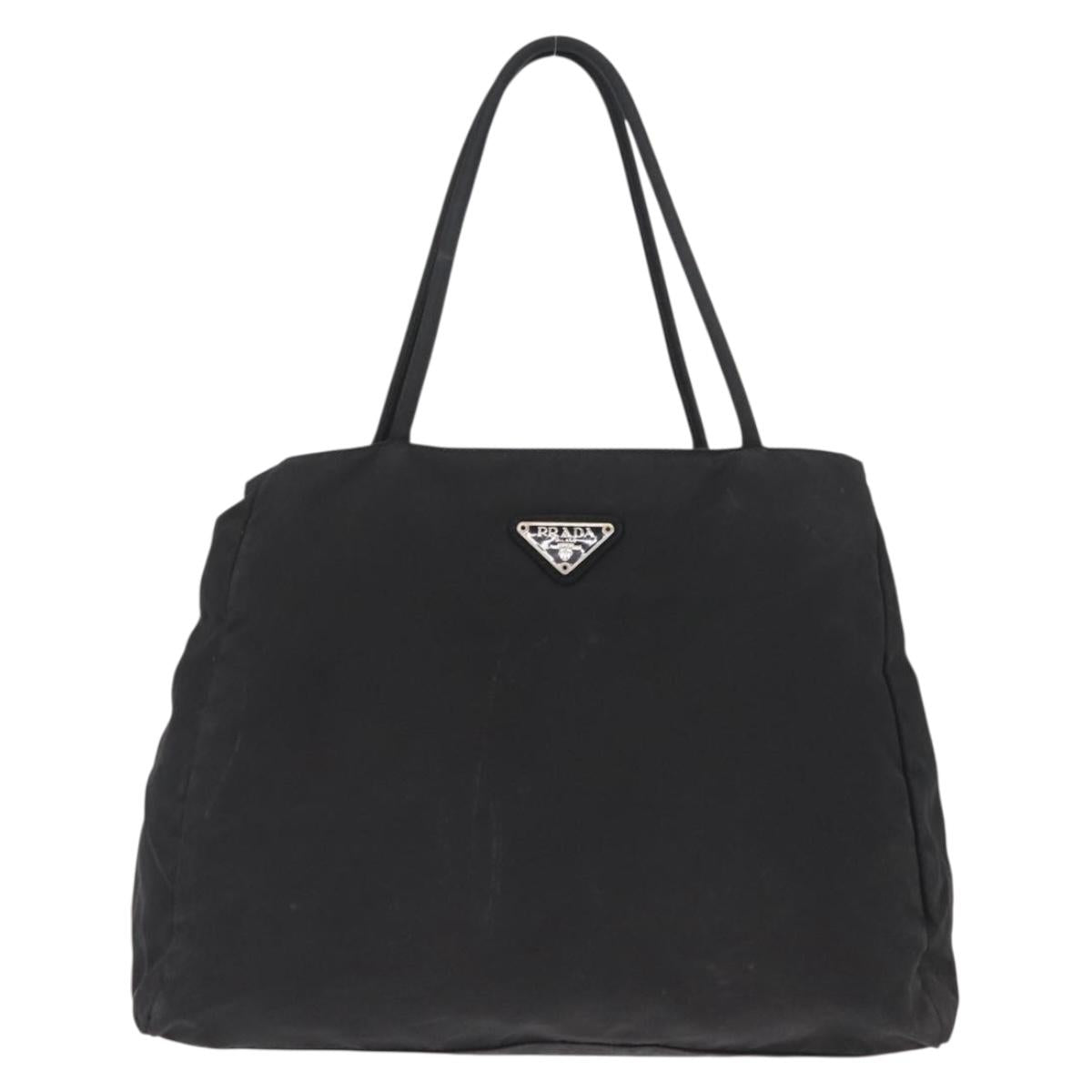 PRADA Hand Bag Nylon Black Silver Auth SW1923