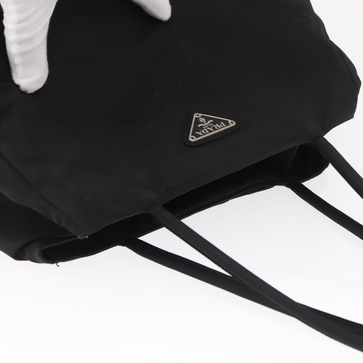 PRADA Hand Bag Nylon Black Silver Auth SW1923