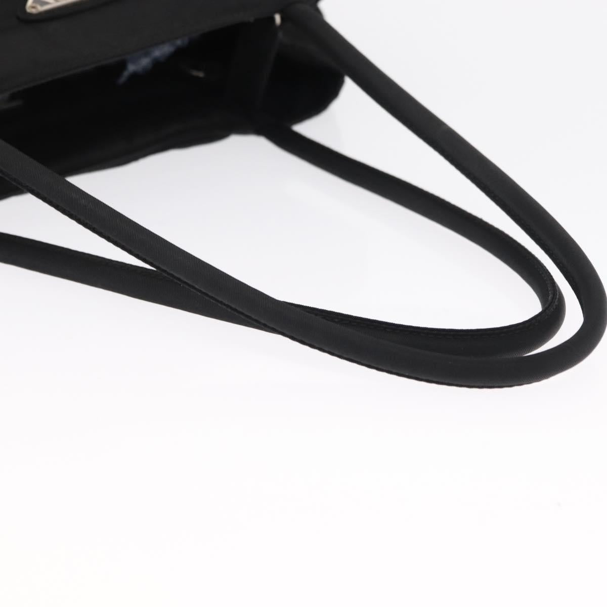 PRADA Hand Bag Nylon Black Silver Auth SW1923