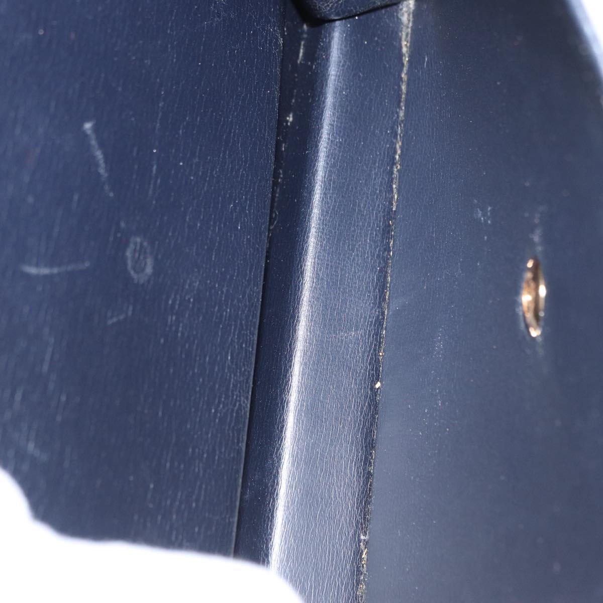 Christian Dior Shoulder Bag Leather 2way Navy Gold Auth SW1926