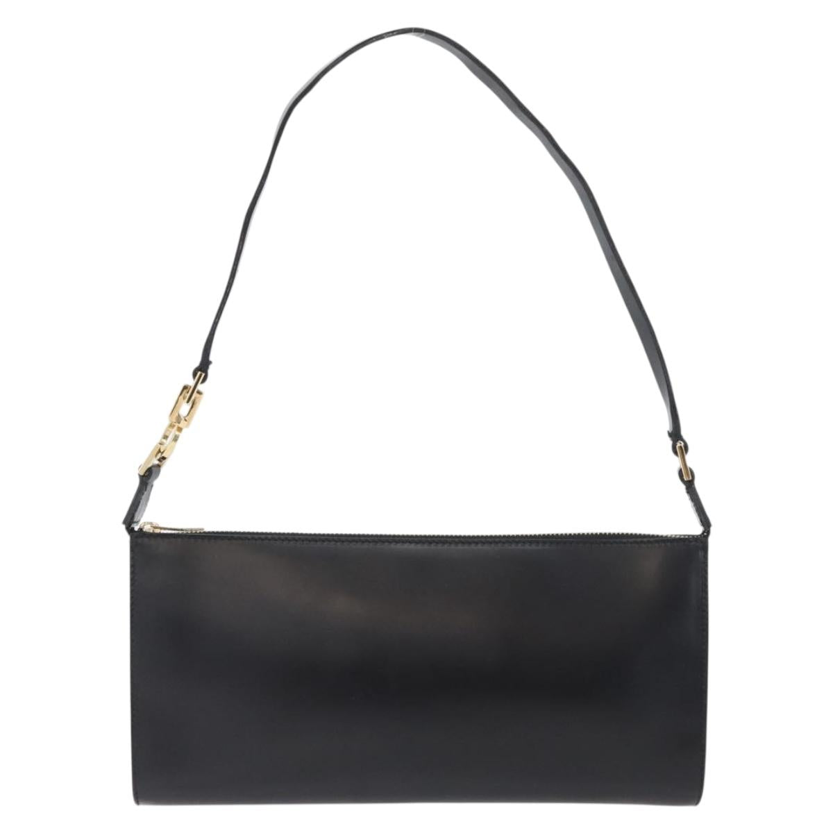 Salvatore Ferragamo Shoulder Bag Leather Black Gold Auth SW1930