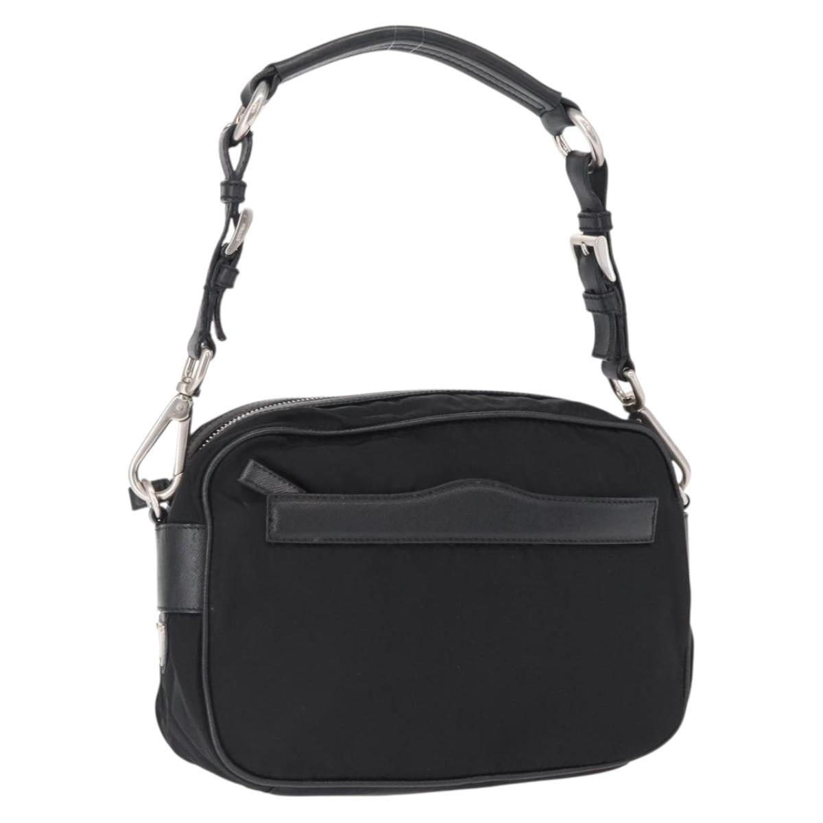 PRADA Shoulder Bag Nylon Black Silver Auth SW1931