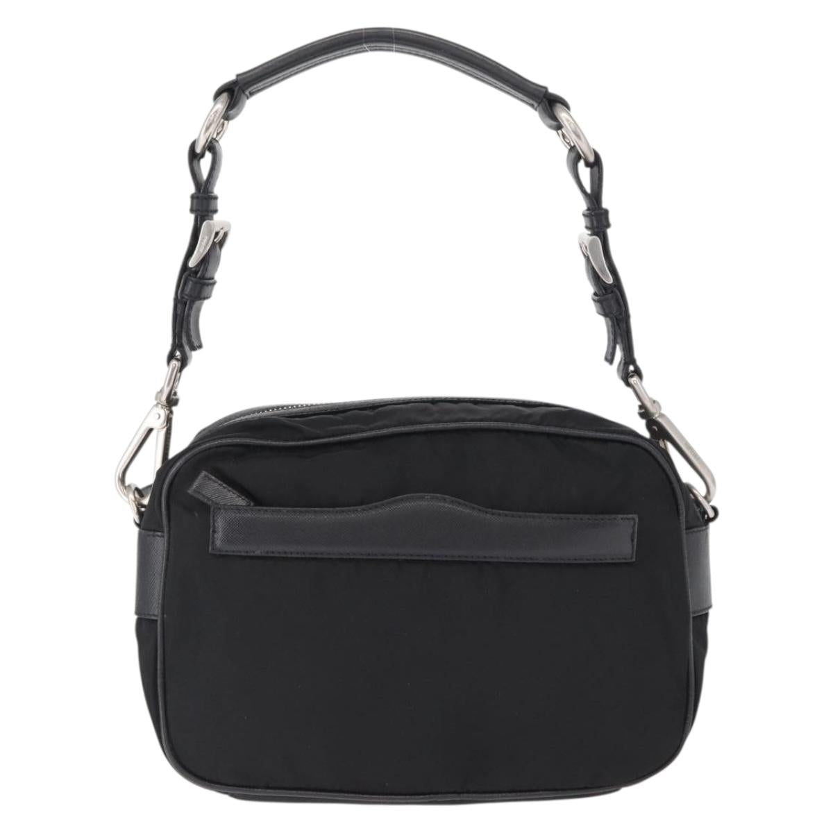 PRADA Shoulder Bag Nylon Black Silver Auth SW1931