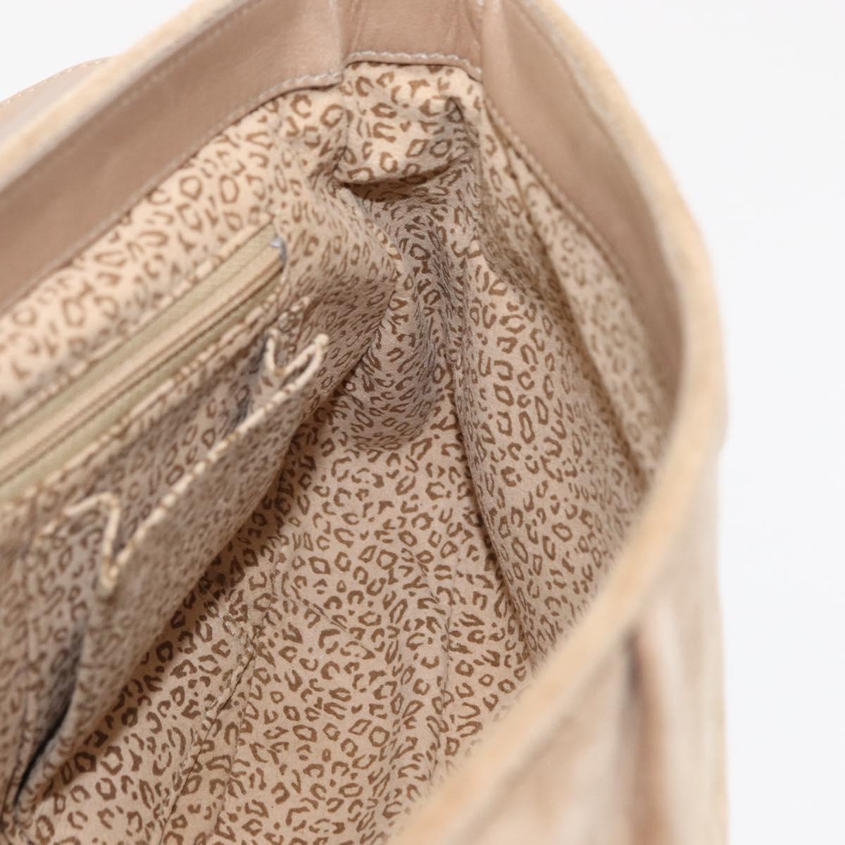 CARTIER Shoulder Bag Suede Beige Silver Auth SW1932