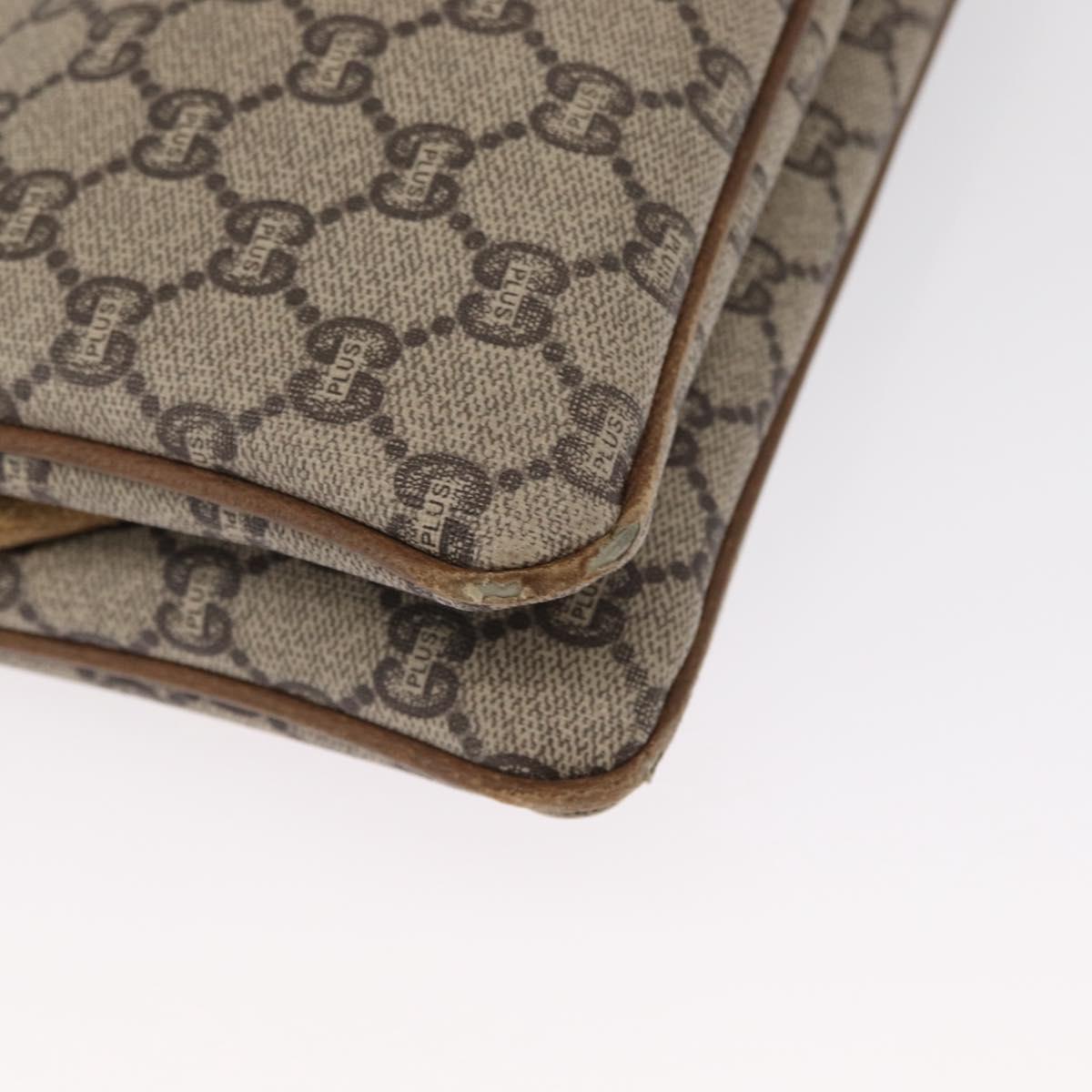 GUCCI GG Plus Supreme Shoulder Bag PVC Beige Gold Auth SW1938