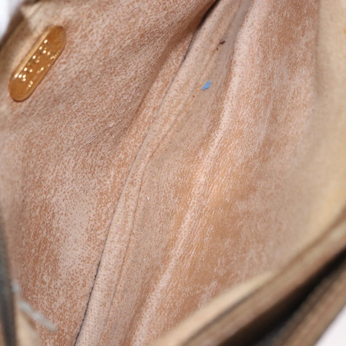 GUCCI GG Plus Supreme Shoulder Bag PVC Beige Gold Auth SW1938