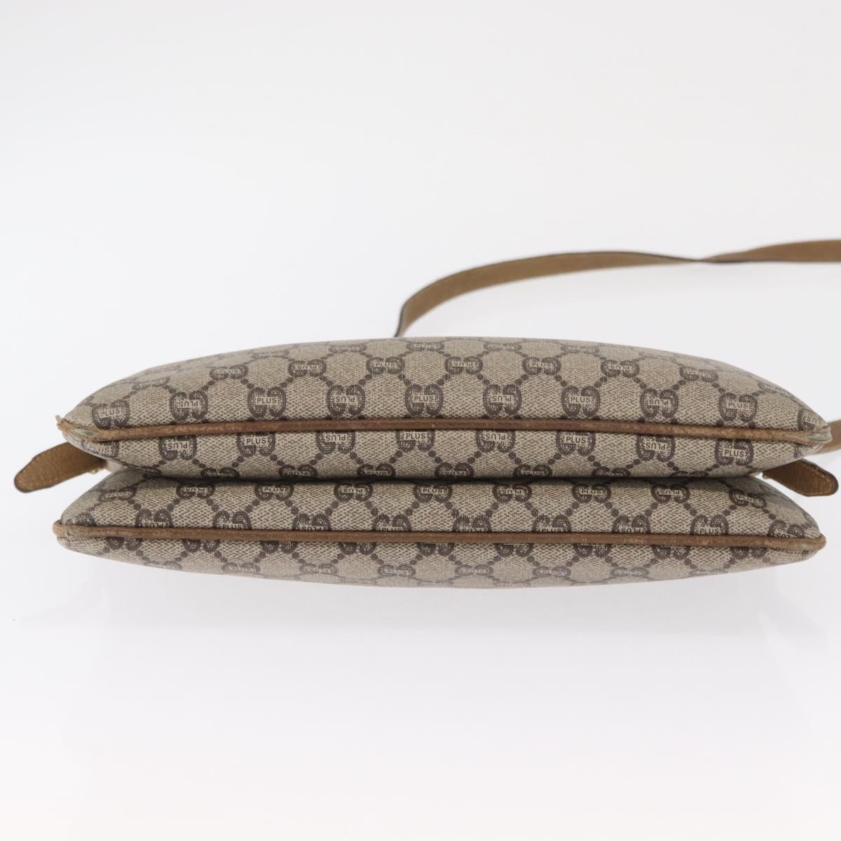 GUCCI GG Plus Supreme Shoulder Bag PVC Beige Gold Auth SW1938