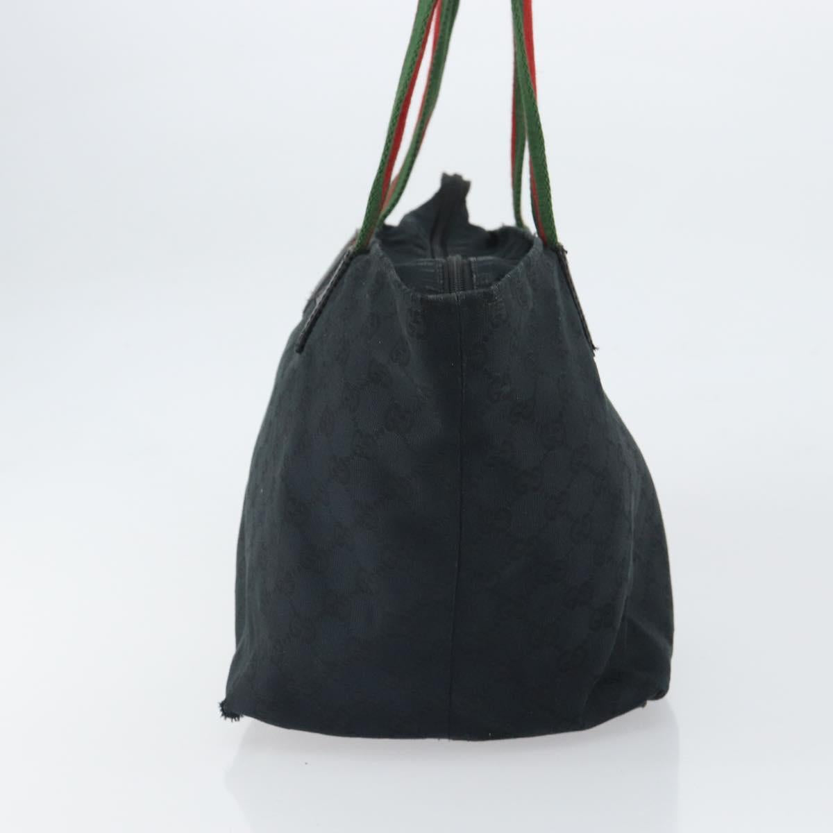 GUCCI GG Canvas Web Sherry Line Tote Bag Black Red 131230 Auth SW1940