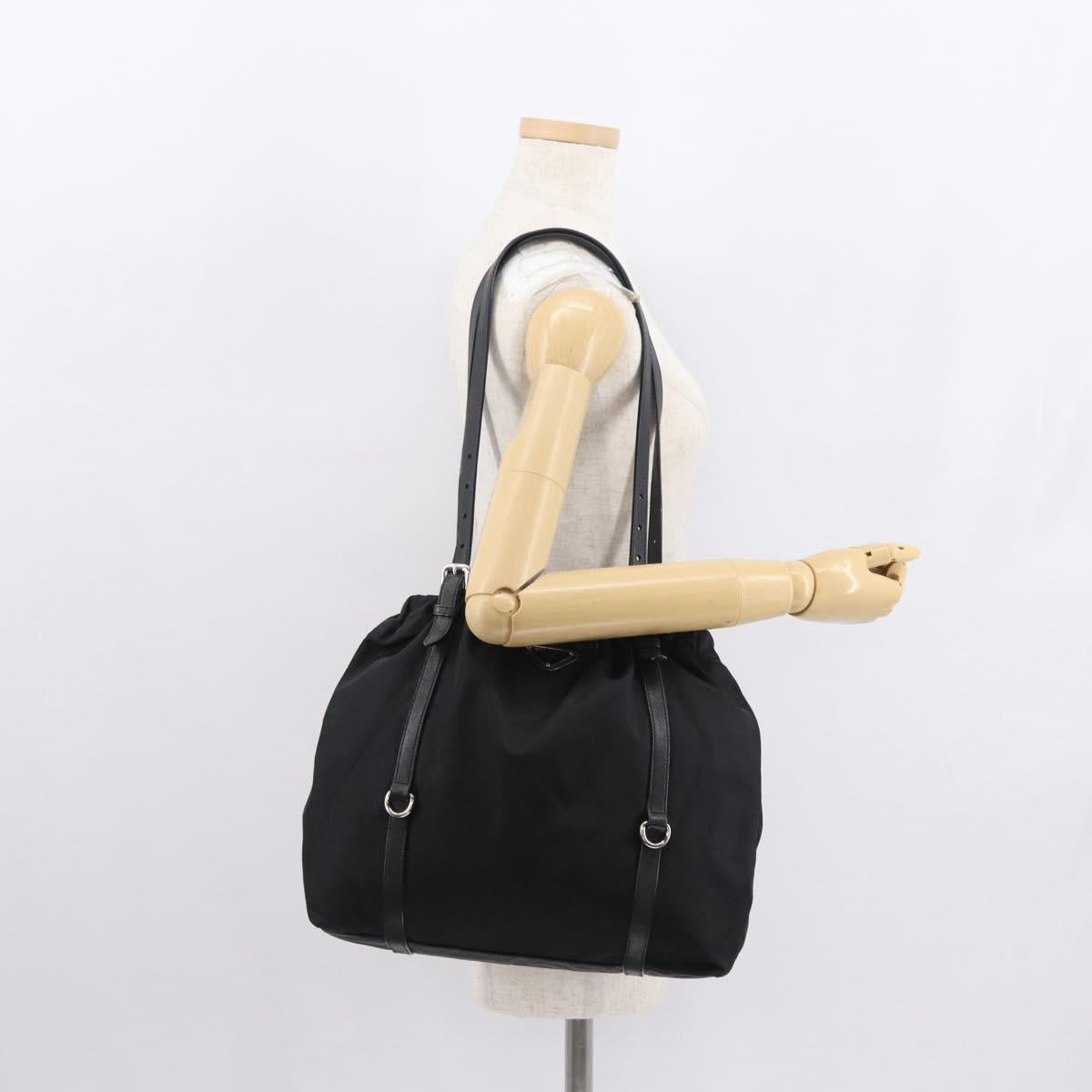PRADA Shoulder Bag Nylon Black Silver Auth SW1943