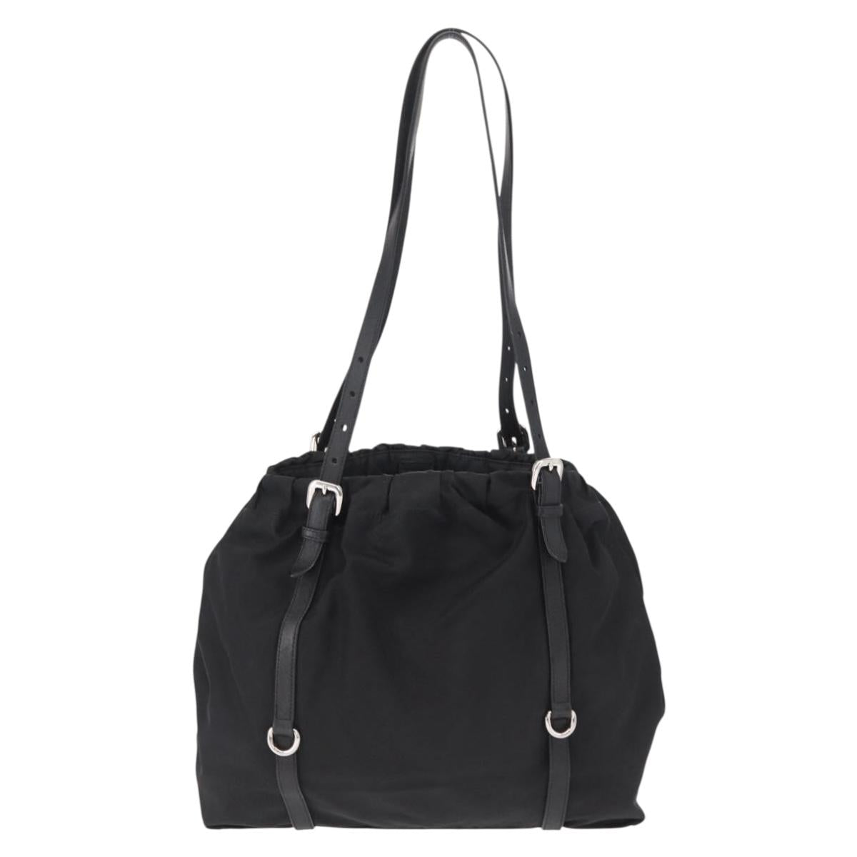 PRADA Shoulder Bag Nylon Black Silver Auth SW1943