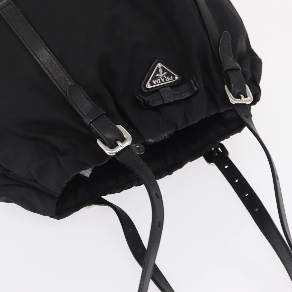 PRADA Shoulder Bag Nylon Black Silver Auth SW1943