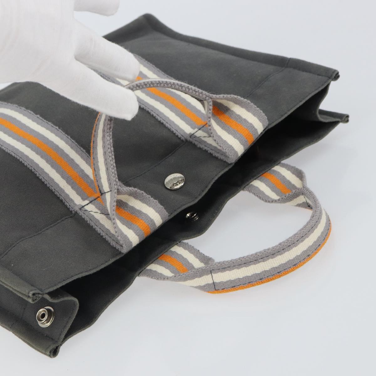 HERMES Fourre Tout PM Hand Bag cotton Gray Orange Auth SW1944