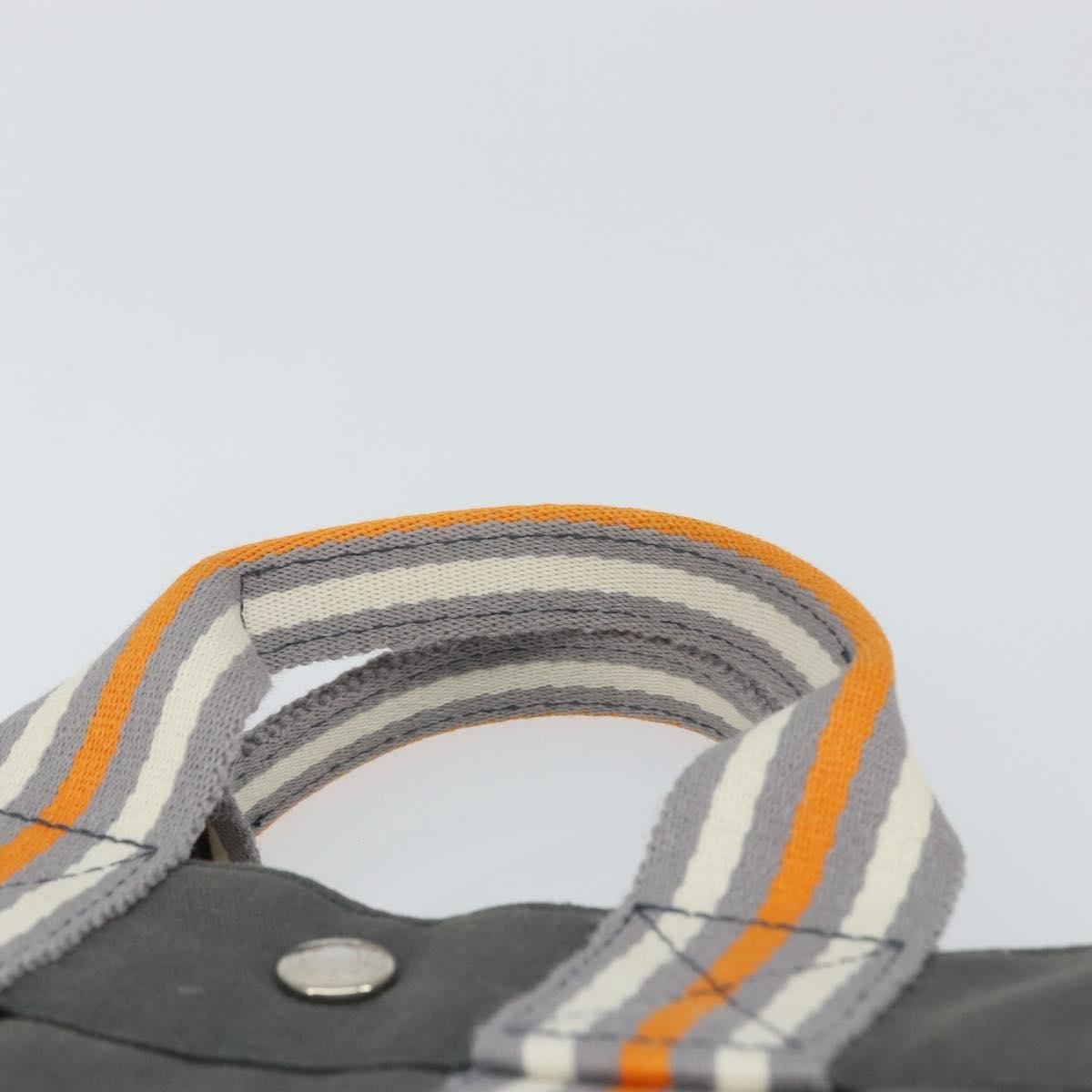 HERMES Fourre Tout PM Hand Bag cotton Gray Orange Auth SW1944