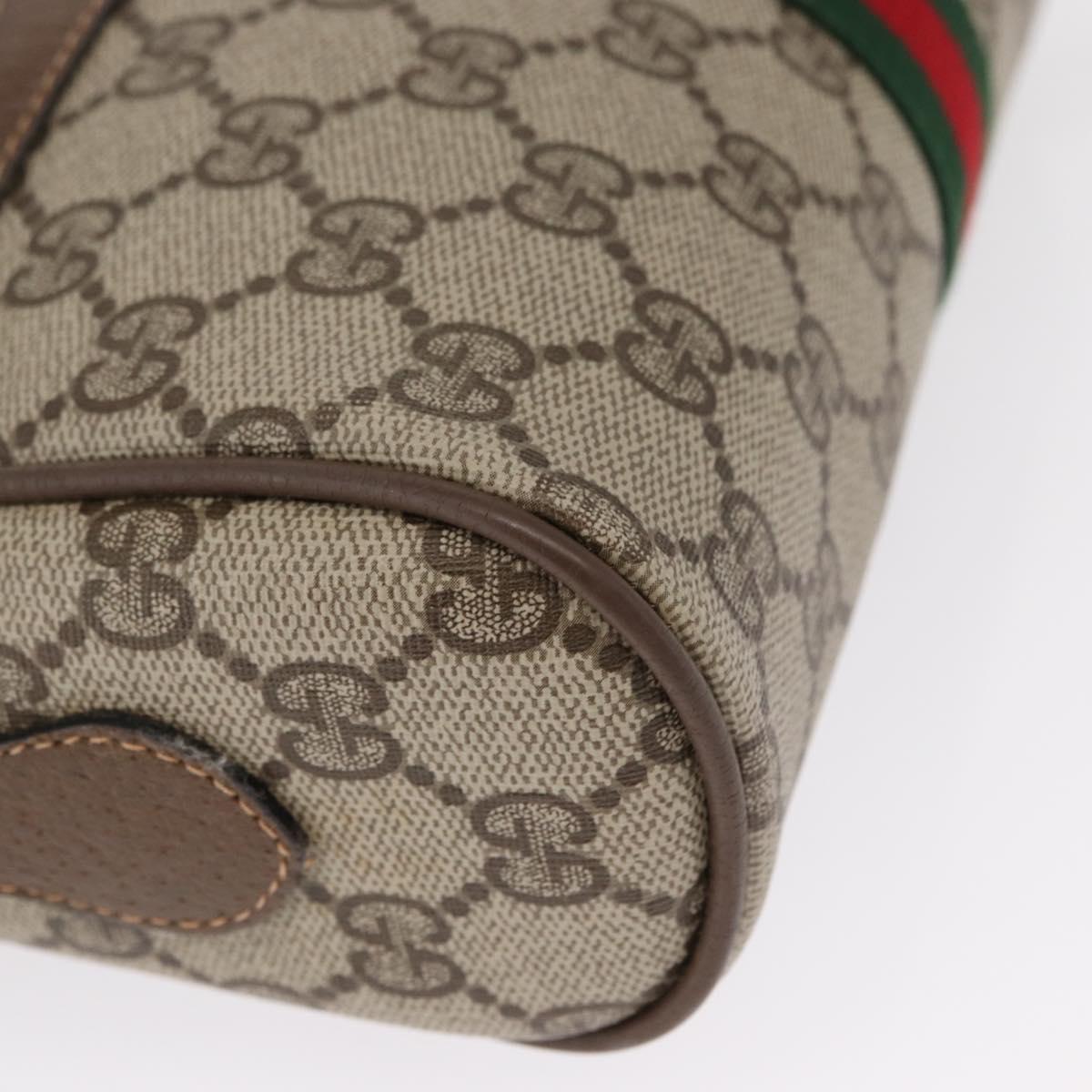 GUCCI GG Supreme Web Sherry Line Bag PVC Beige Gold 98 02 004 Auth SW1946
