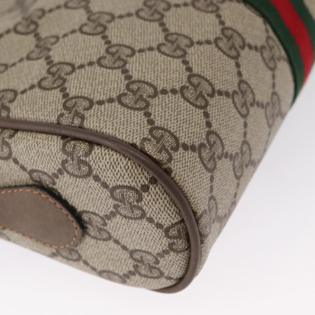GUCCI GG Supreme Web Sherry Line Bag PVC Beige Gold 98 02 004 Auth SW1946