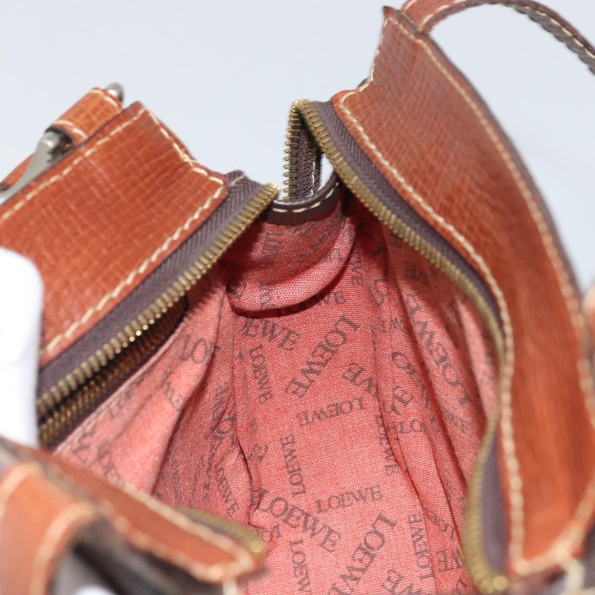 LOEWE Anagram Shoulder Bag PVC Brown Gold Auth SW1947