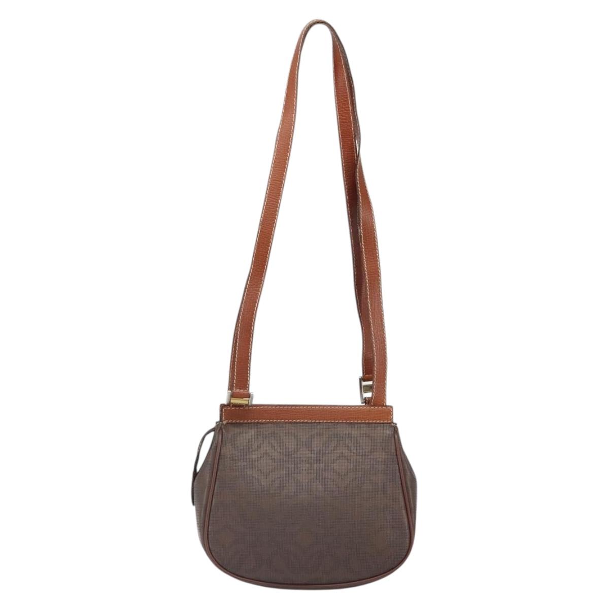 LOEWE Anagram Shoulder Bag PVC Brown Gold Auth SW1947