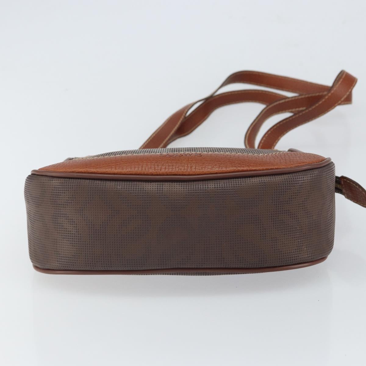 LOEWE Anagram Shoulder Bag PVC Brown Gold Auth SW1947