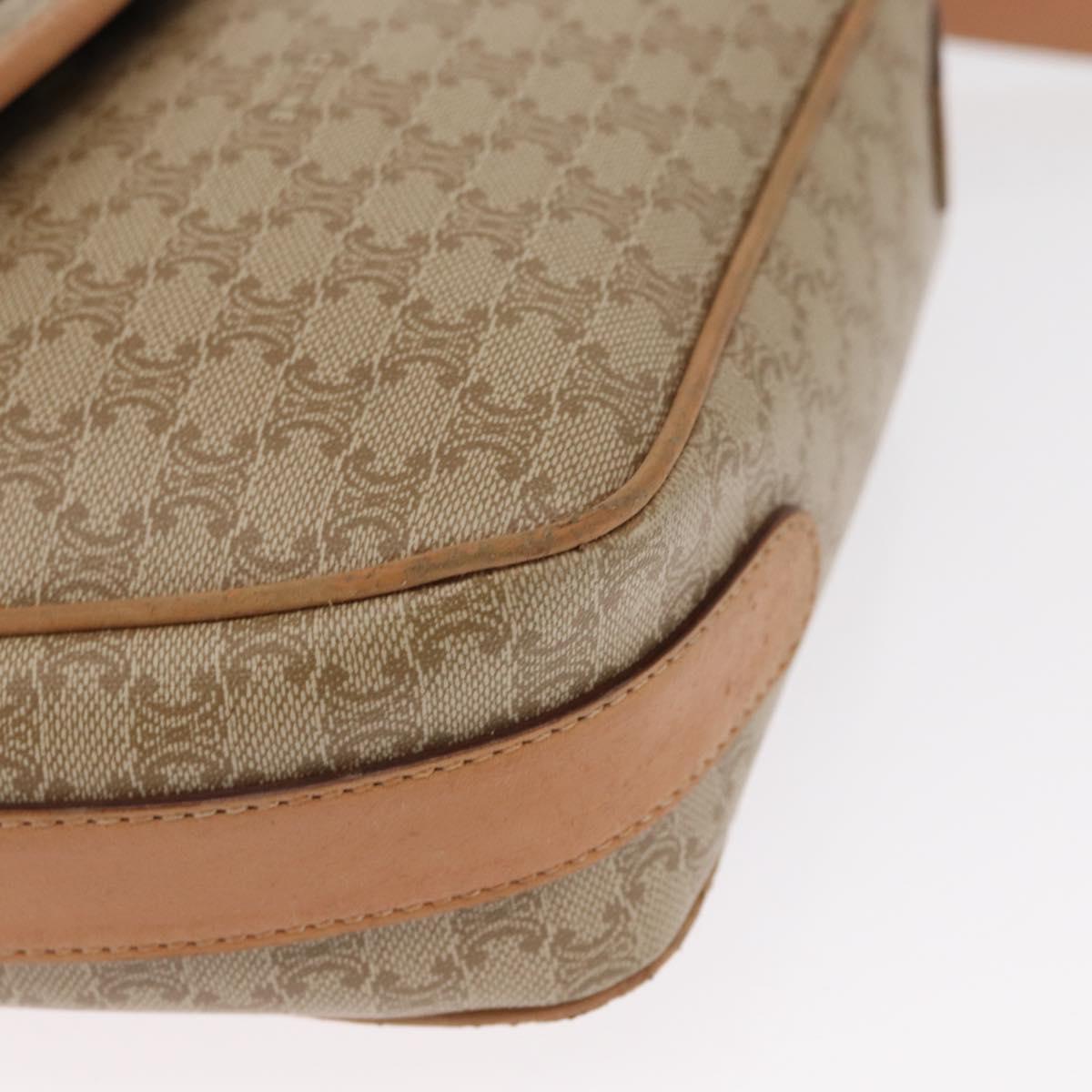 CELINE Macadam Canvas Shoulder Bag PVC Beige Gold Auth SW1963