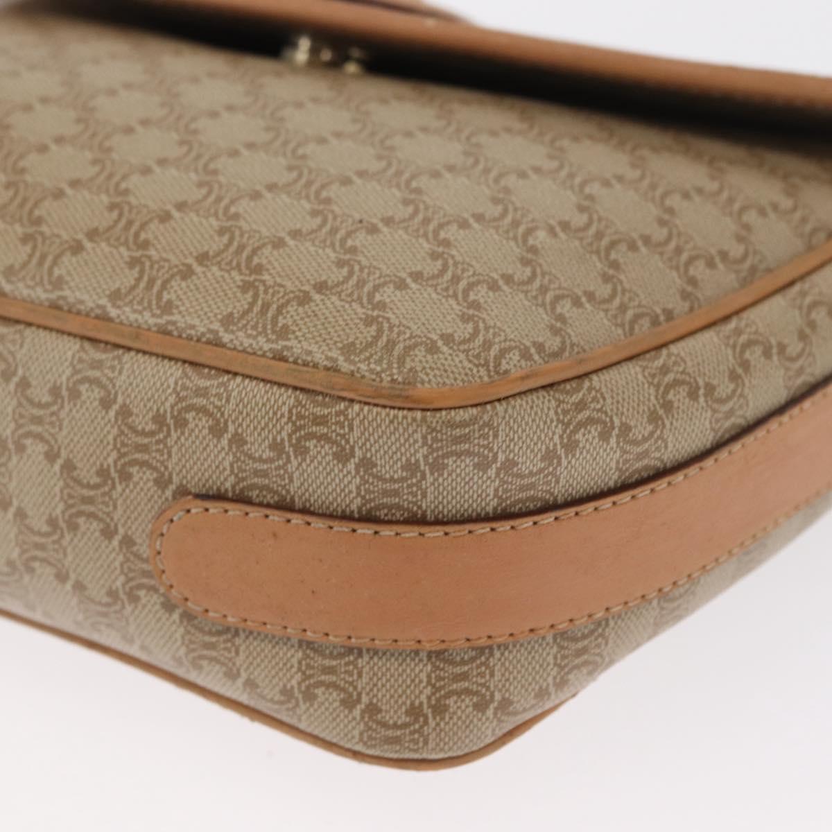 CELINE Macadam Canvas Shoulder Bag PVC Beige Gold Auth SW1963