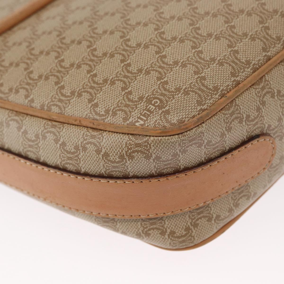 CELINE Macadam Canvas Shoulder Bag PVC Beige Gold Auth SW1963