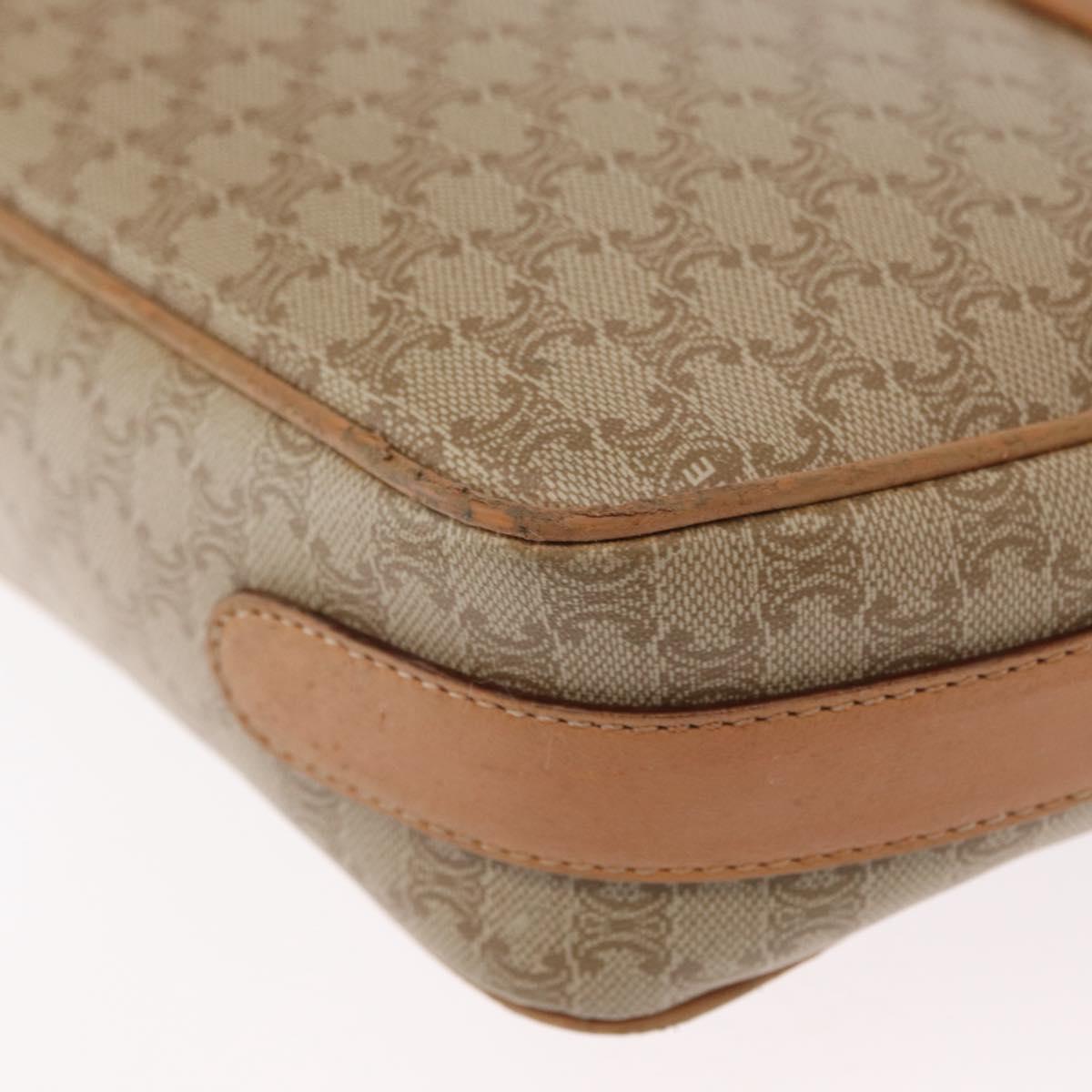CELINE Macadam Canvas Shoulder Bag PVC Beige Gold Auth SW1963