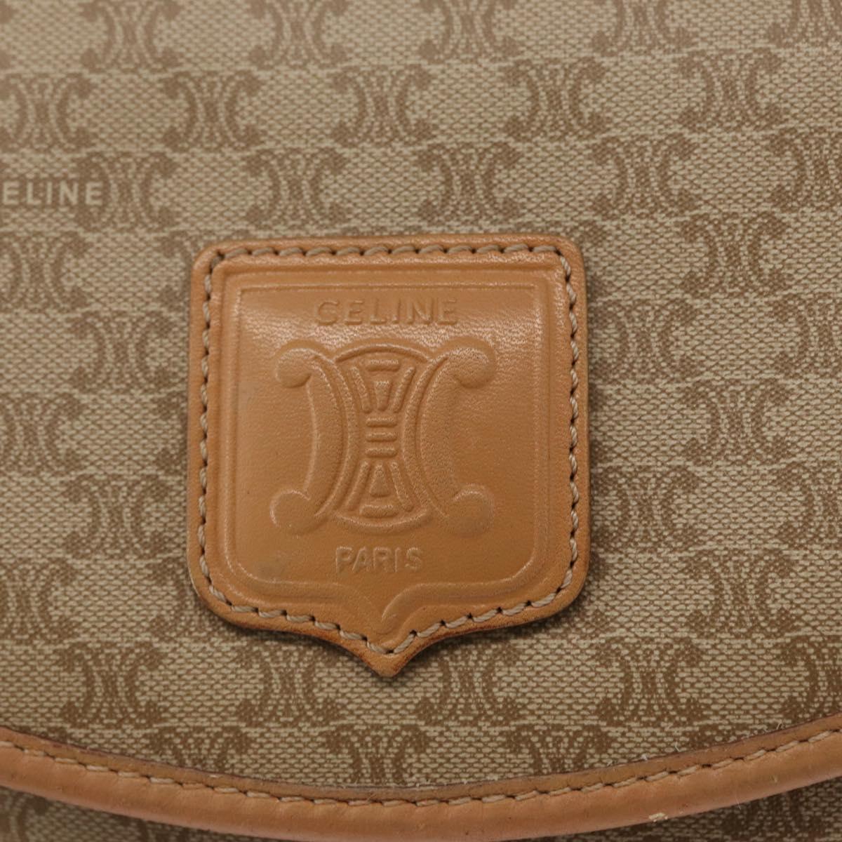 CELINE Macadam Canvas Shoulder Bag PVC Beige Gold Auth SW1963