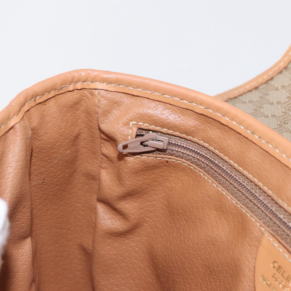 CELINE Macadam Canvas Shoulder Bag PVC Beige Gold Auth SW1963