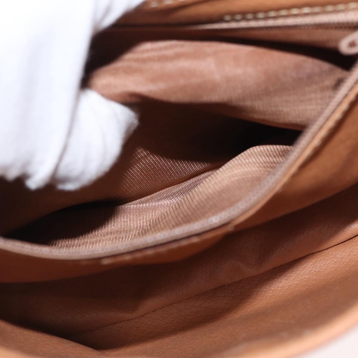 CELINE Macadam Canvas Shoulder Bag PVC Beige Gold Auth SW1963