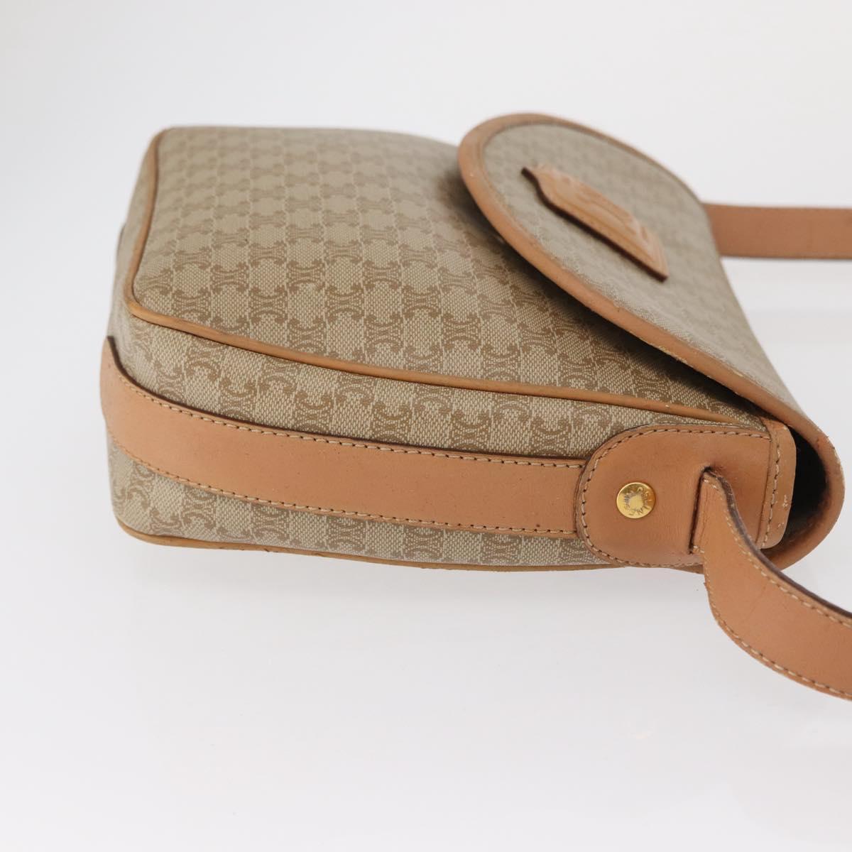CELINE Macadam Canvas Shoulder Bag PVC Beige Gold Auth SW1963