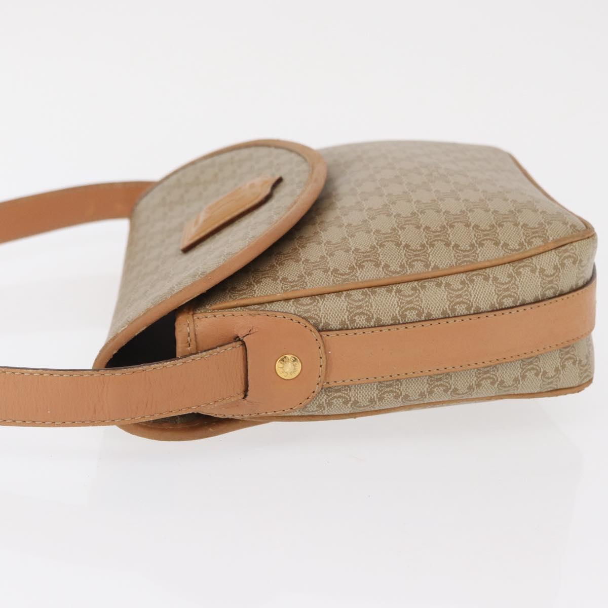 CELINE Macadam Canvas Shoulder Bag PVC Beige Gold Auth SW1963