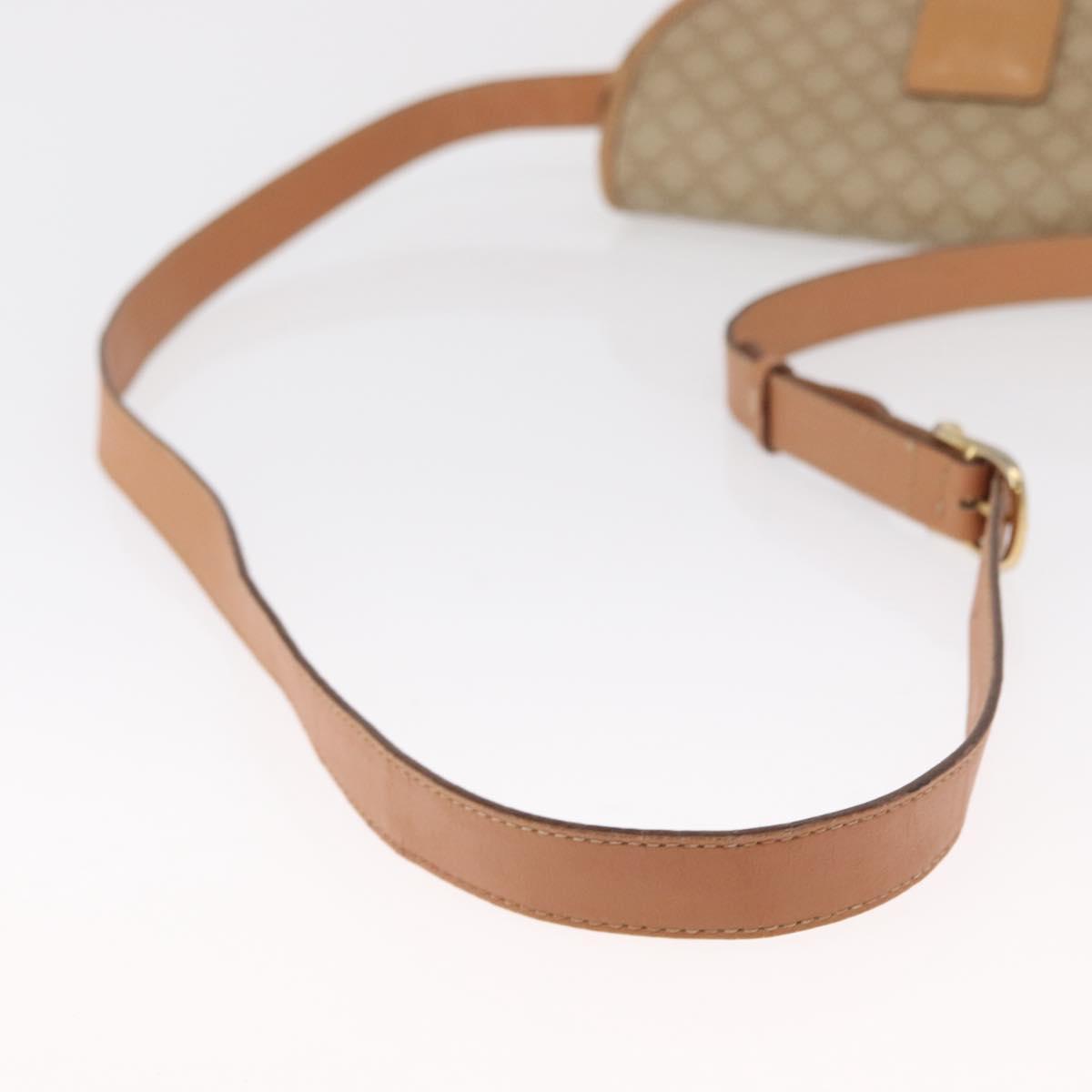 CELINE Macadam Canvas Shoulder Bag PVC Beige Gold Auth SW1963