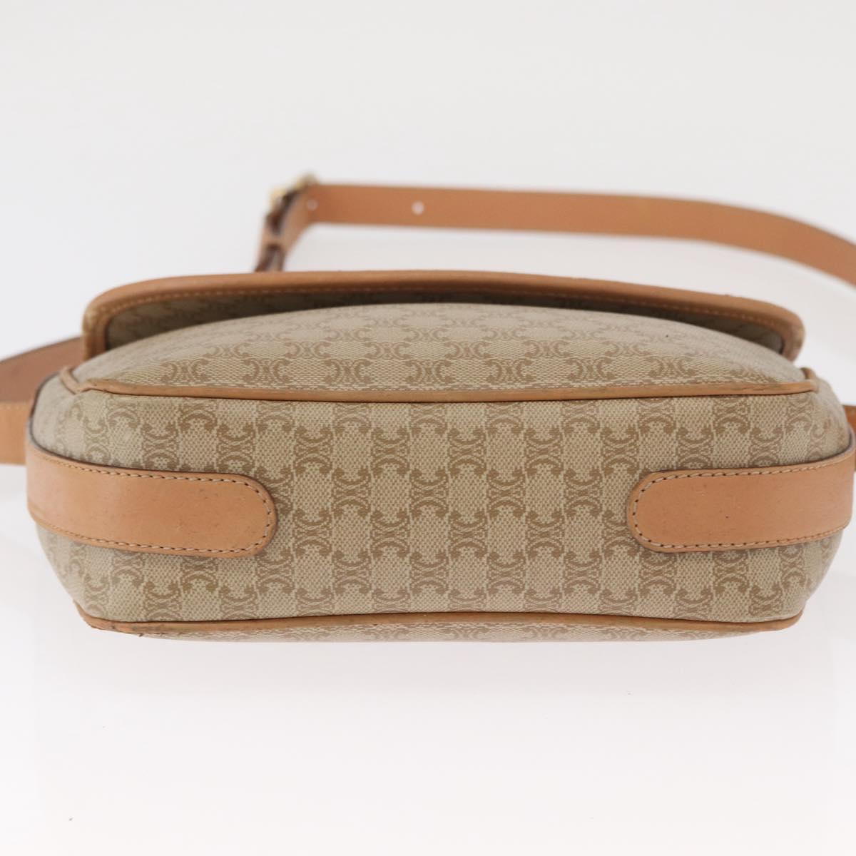 CELINE Macadam Canvas Shoulder Bag PVC Beige Gold Auth SW1963