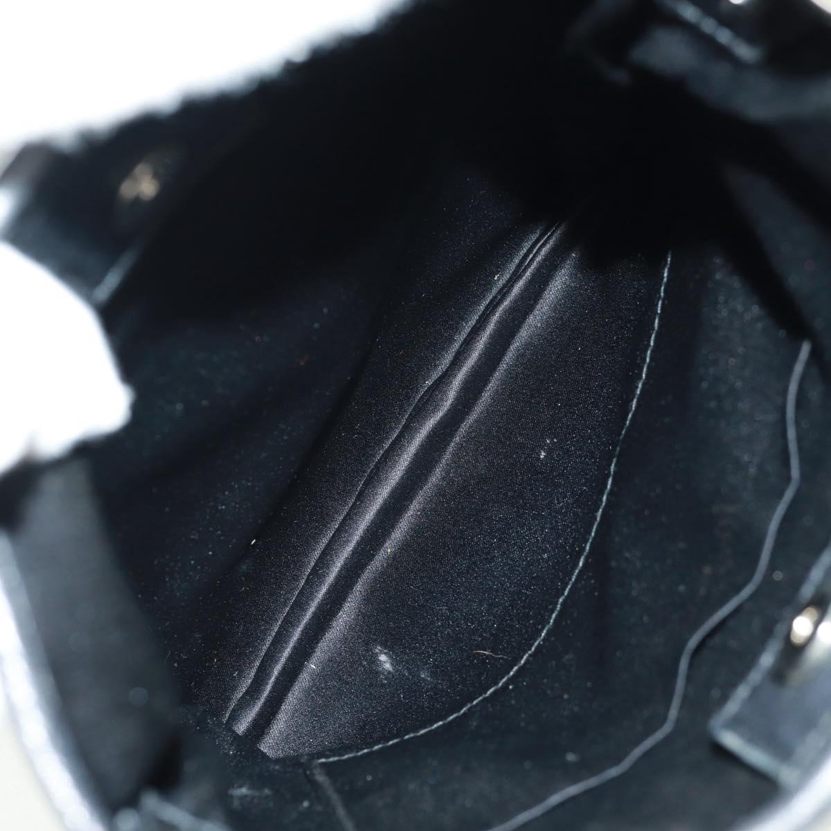 SAINT LAURENT Shoulder Bag Canvas Black Silver Auth SW1966V