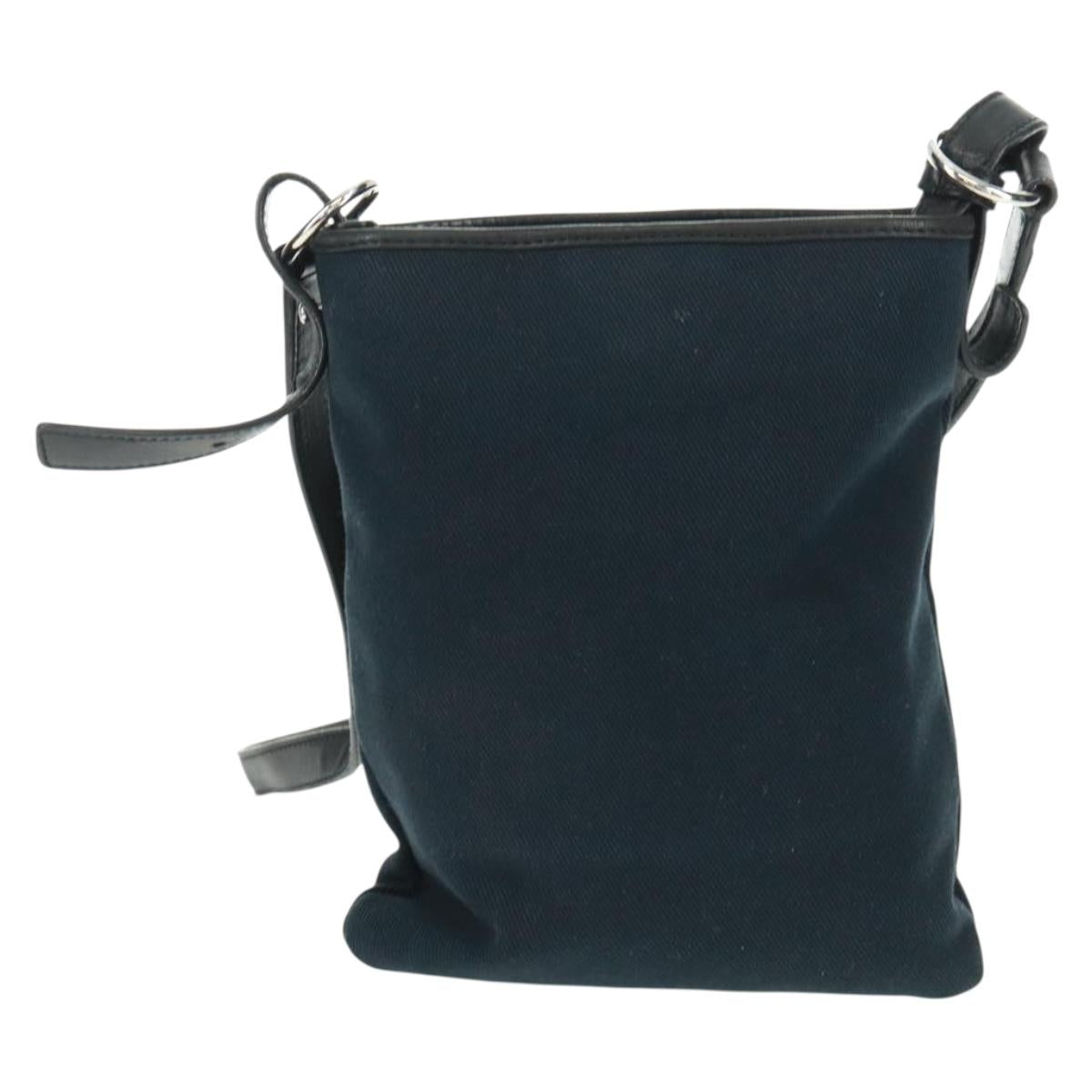 SAINT LAURENT Shoulder Bag Canvas Black Silver Auth SW1966V
