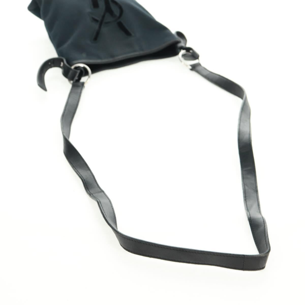 SAINT LAURENT Shoulder Bag Canvas Black Silver Auth SW1966V