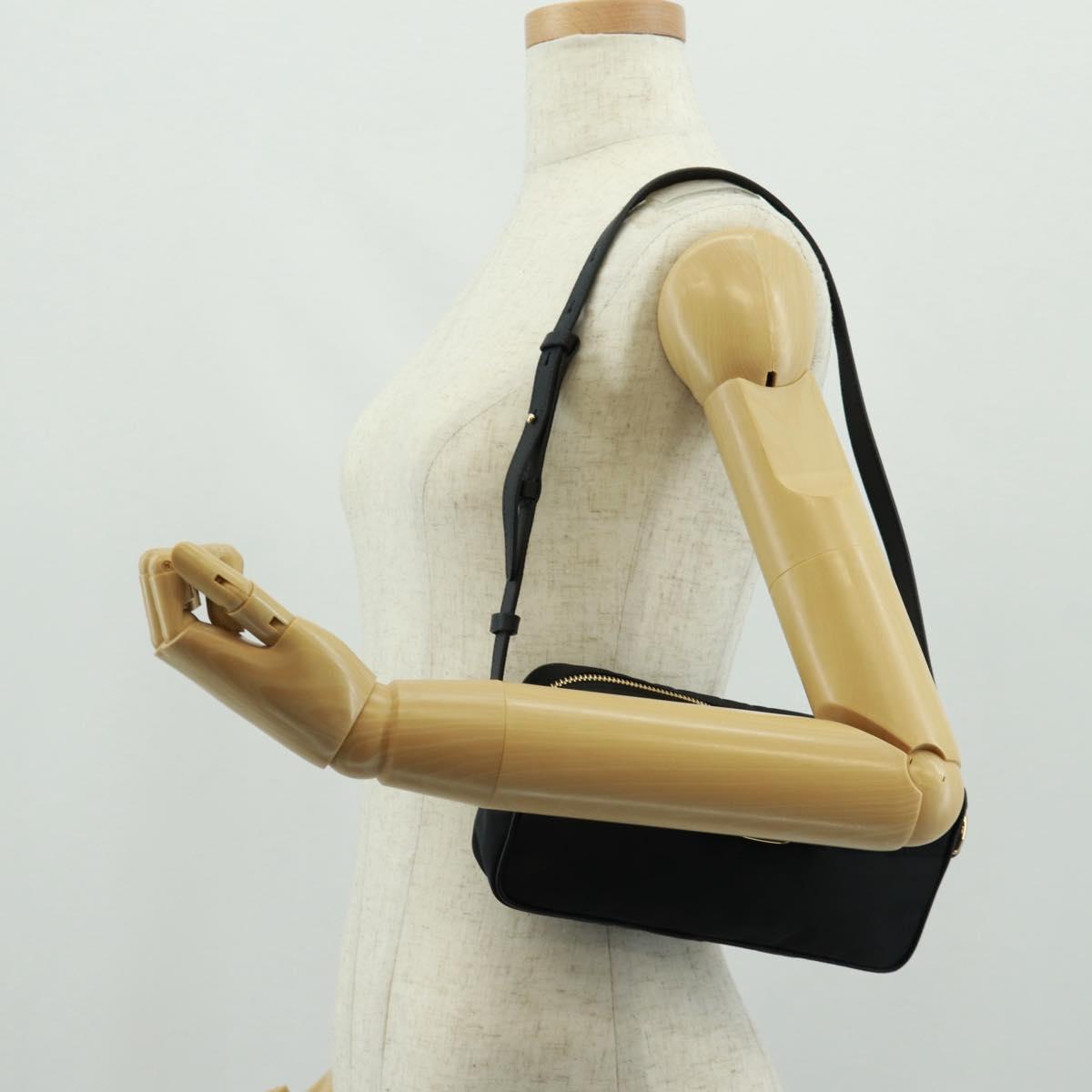 Salvatore Ferragamo Shoulder Bag Nylon Black Gold Auth SW1967V