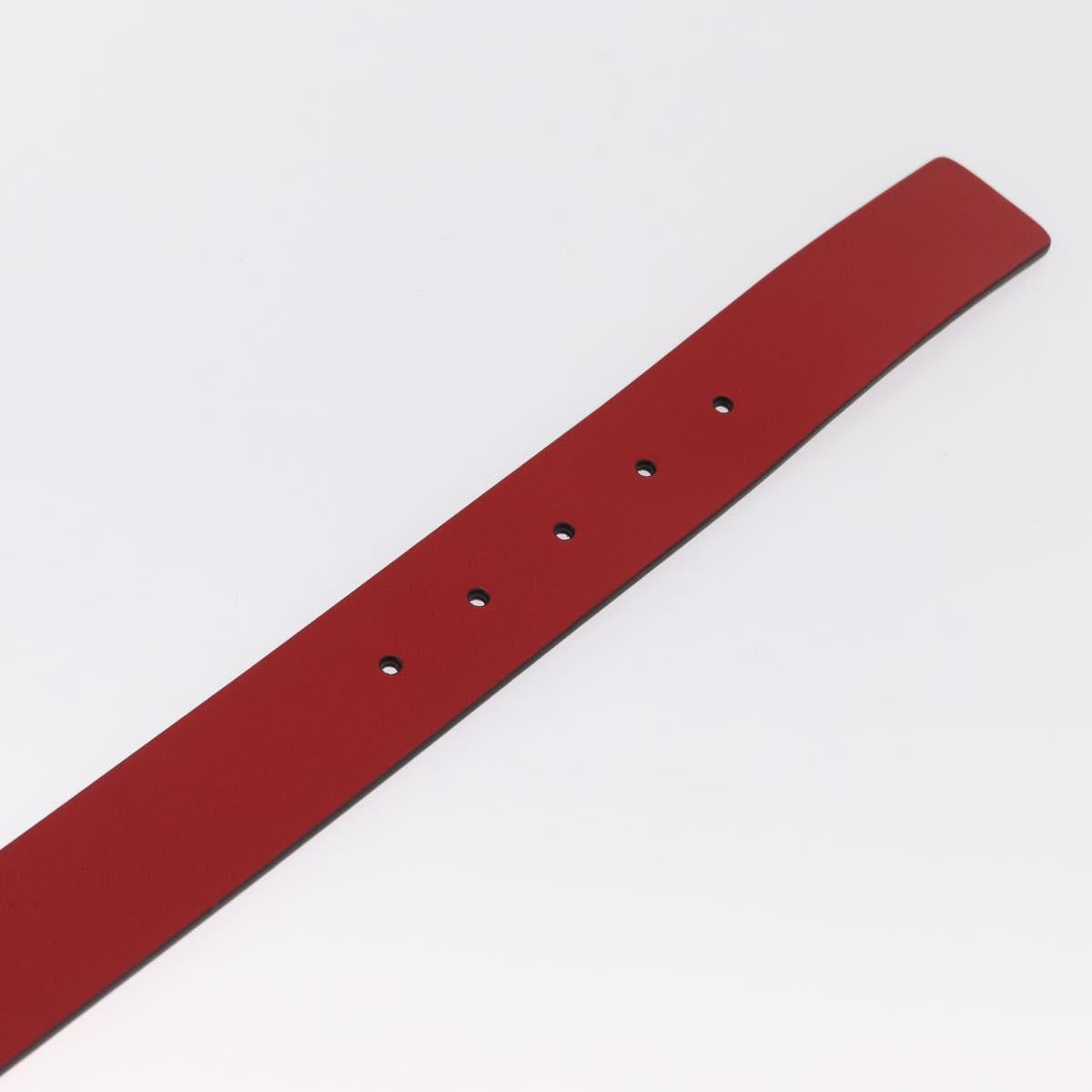 GUCCI Interlocking G Belt Leather 42.9"" Red Silver 546389 Auth SW1972V