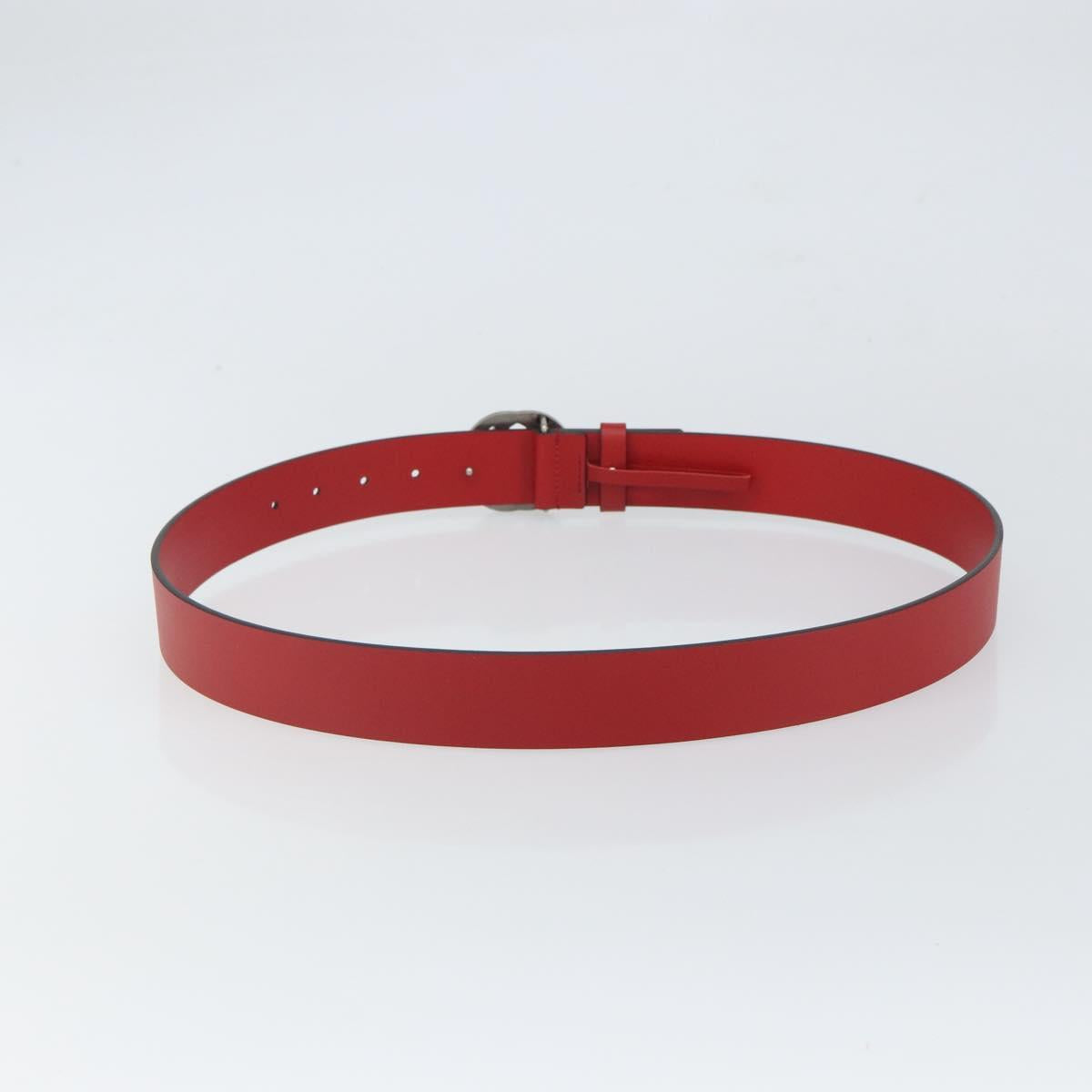GUCCI Interlocking G Belt Leather 42.9"" Red Silver 546389 Auth SW1973V