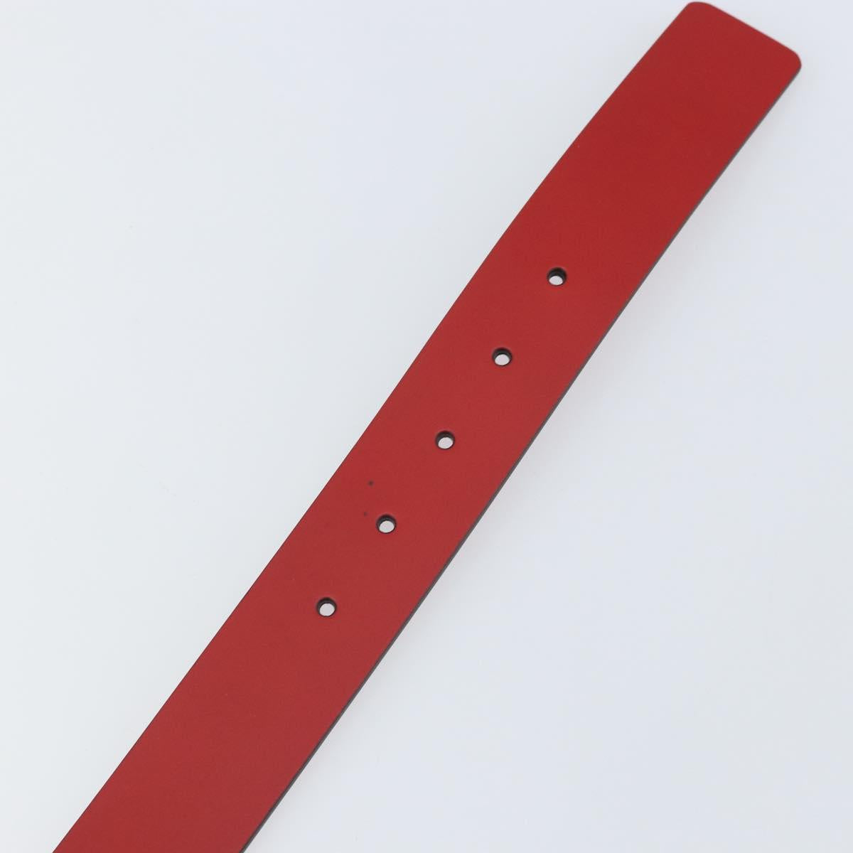 GUCCI Interlocking G Belt Leather 42.9"" Red Silver 546389 Auth SW1973V