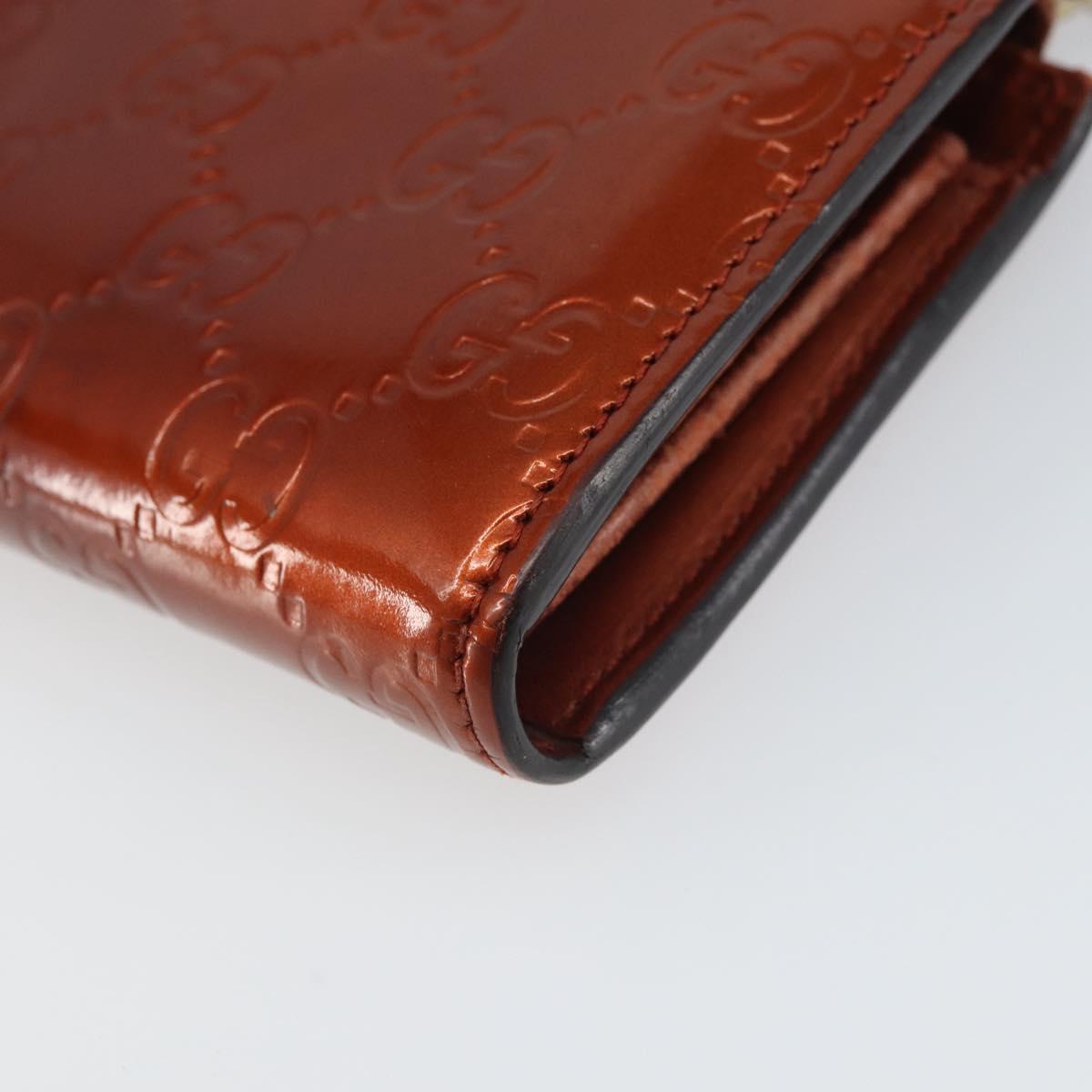 GUCCI GG Canvas Shiny Guccissima Wallet Patent leather Orange 295671 Auth SW1979