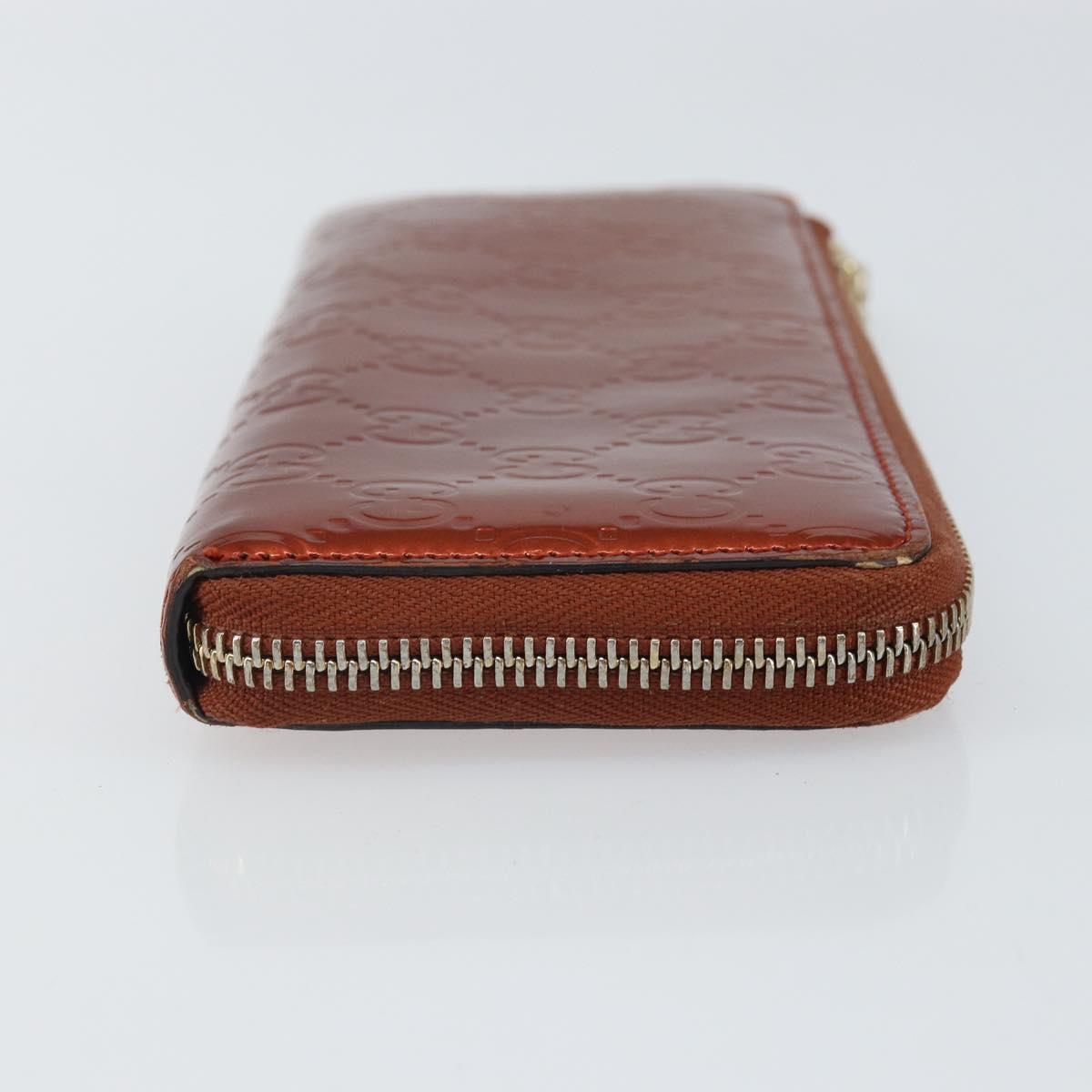 GUCCI GG Canvas Shiny Guccissima Wallet Patent leather Orange 295671 Auth SW1979