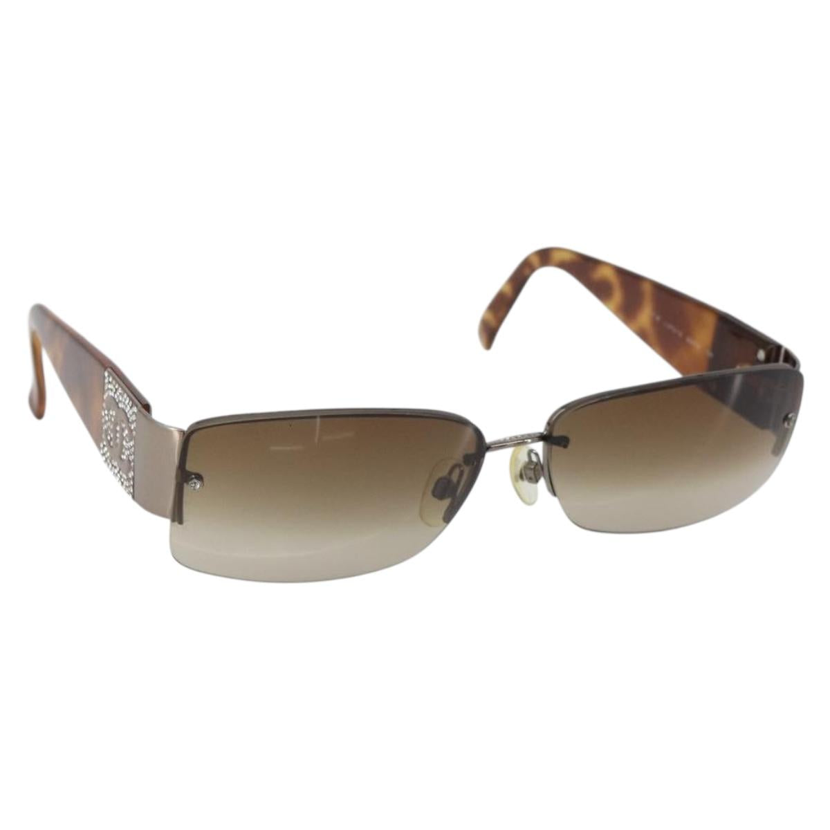 CHANEL Sunglasses plastic Brown CC Auth SW1984
